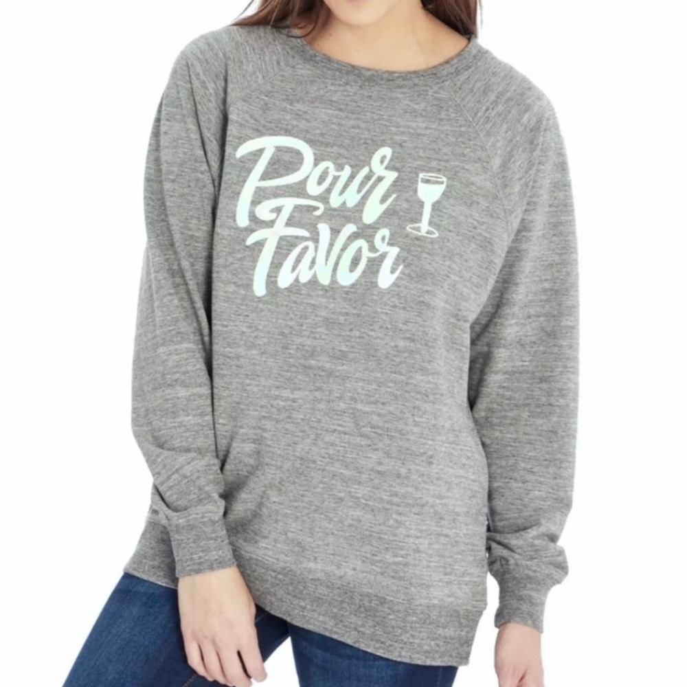 Wildfox Iridescent Graphic Print Gray Long Sleeve Pullover Relaxed Sweatshirt S